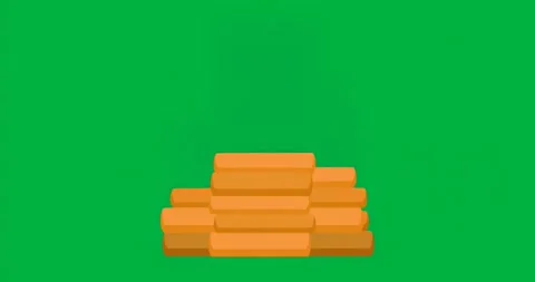 Starting blue glow orange block stack peeling top layers on clear background Stock Footage 317213234
