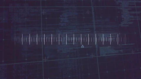 Starting blue pointer shifting right along scale while grid and code pulsing 動画素材 312415882