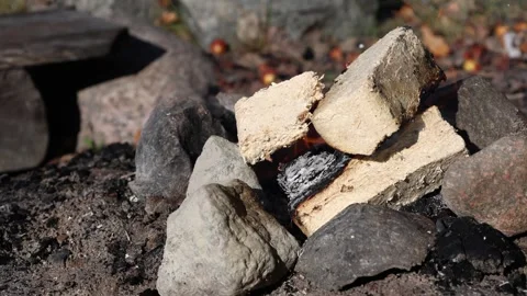 Starting a bonfire. Stock Footage 296822154