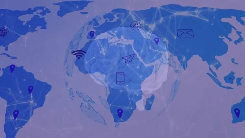 Starting with brain fading 3D globe rotating and network lines connecting icons Stock Footage 317265216