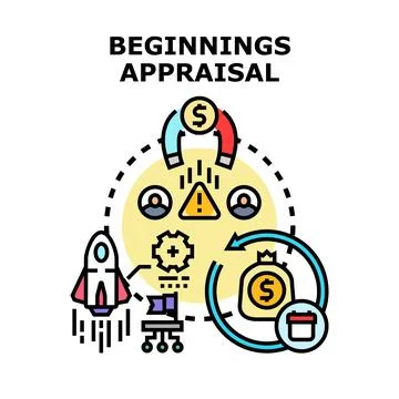 Starting business project evaluation and investment planning concept Stock Illustration