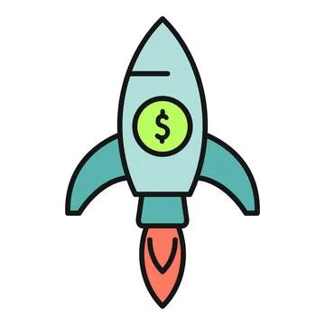 Starting up business rocket launching dollar investment concept Stock Illustration