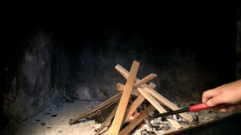 Starting a campfire Stock Footage 952957