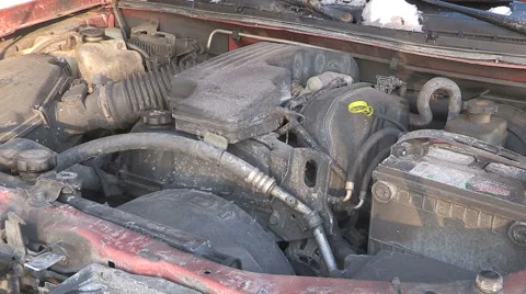 Starting car on cold winter day with boost Stock Footage 46958954