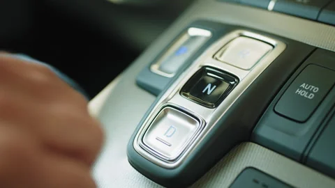 Starting car engine. Track in to the button. Finger press the button to start Stock Footage 240285132