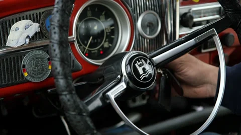 Starting a car. Old Beetle. Stock Footage 33205790