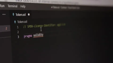 Starting code for a smart contract on Ethereum Stock Footage 153817381