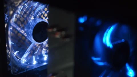 Starting the computer cooler and backlight in the seed unit Stock Footage 165793983