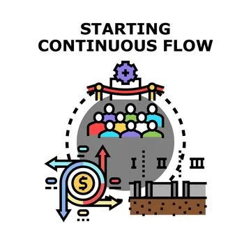 Starting continuous workflow process implementation vector illustration Illustrazione stock