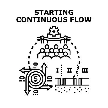 Starting continuous workflow process implementation vector illustration Stock Illustration