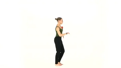 Starting dancing barefoot stylish young woman social latina on a white Stock Footage 54326640