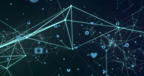 Starting dark backdrop with faint dots floating teal medical icons connecting Stock Footage 311699392