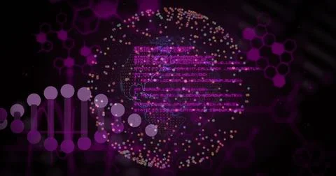 Starting data feed, wireframe globe pulsing in digital void, visualizing genomic Stock-Illustration