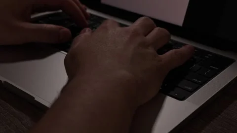 Starting deep work - man taking glasses and typing on laptop Video stock 338193791