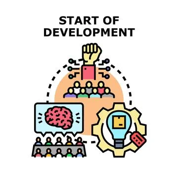 Starting development process with creative thought and teamwork Stock Illustration
