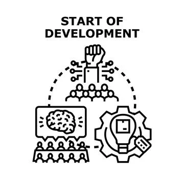 Starting development process with creative thought and teamwork Stock Illustration