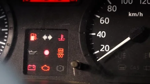 Starting a disesel engine, glow plug igniter warning Stock Footage 312114397