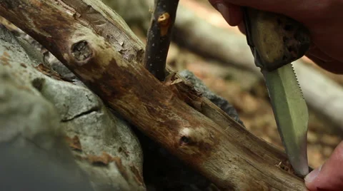 Starting a fire with sticks Stock Footage 5306267