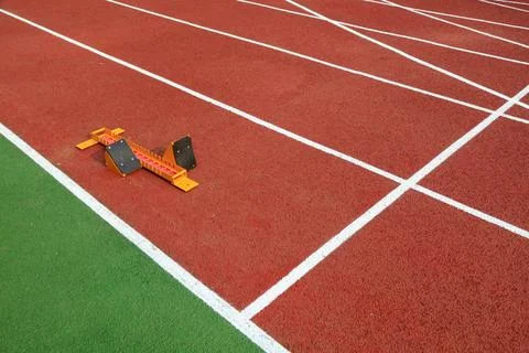 Starting frame on the plastic runway Stock Photos