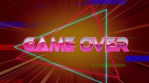 Starting GAME OVER snapping straight sliding glitch bars, fading neon triangles Видео 330169417