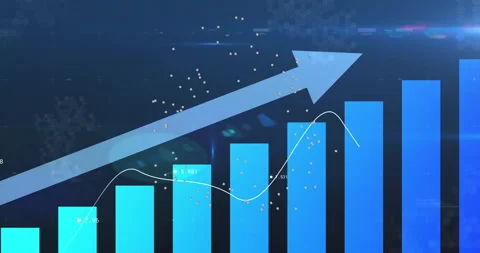 Starting gradient bars rising arrow sliding line graph undulating labels Stock Footage 311084450