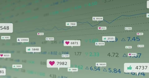 Starting with grid and blue line graph undulating popping engagement bubbles Vídeos de archivo 317741439