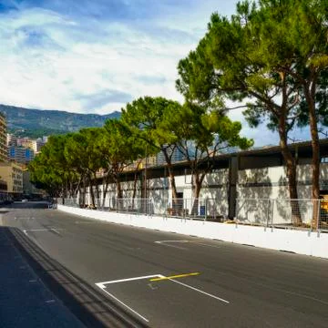 Starting grid asphalt Monaco race Grand Prix circuit Stock Photos