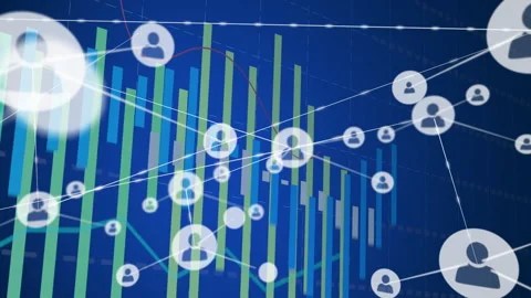 Starting from grid display, white nodes forming and linking network for Stock Footage 310643243