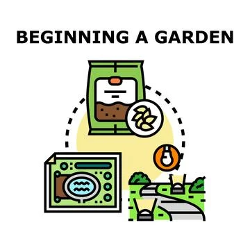 Starting a home garden process preparing planting seeds Stock Illustration
