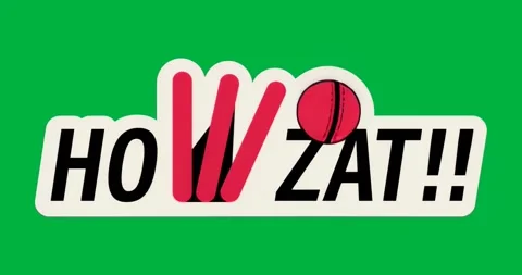 Starting HOWZAT!! logo on clear backdrop, pulsing neon glow and shifting cricket Stock Footage 317212754