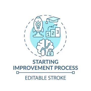 Starting improvement process turquoise concept icon Stock Illustration
