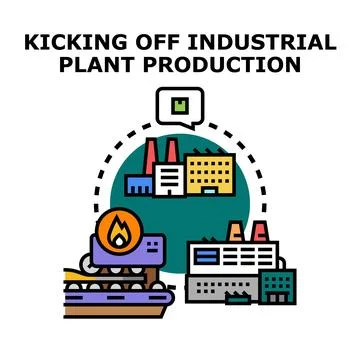 Starting industrial manufacturing process and factory production Stock Illustration