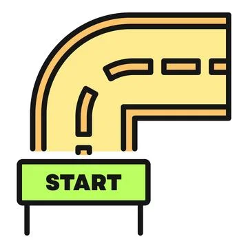 Starting journey path with a right turn concept Stock Illustration
