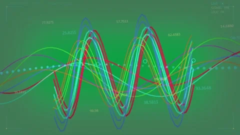 Starting left lines sweeping forming two peaks adding dots labels showing trends Stock Footage 333971987