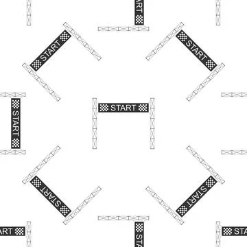 Starting line icon seamless pattern on white background. Start symbol. Flat Stock Illustration