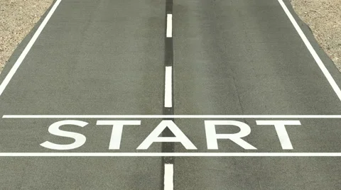 A starting line on a paved road Stock Footage 46823643