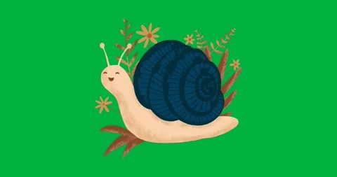 Starting loop displaying stylized snail in frames showcasing decoration on Stock Footage 317450483