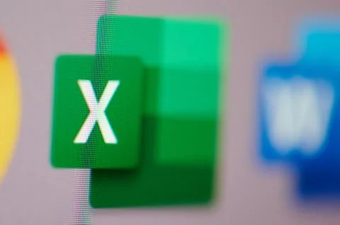 Starting Microsoft excel software on computer Foto stock