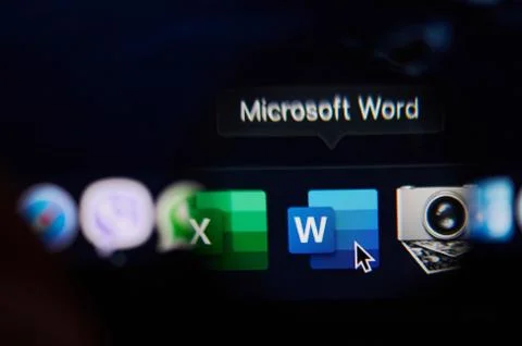 Starting microsoft office word program 스톡 사진