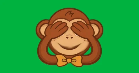 Starting monkey wearing orange bow tie peeking and extending arms outward Stock Footage 317212437