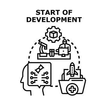 Starting new project development innovation process 스톡 일러스트