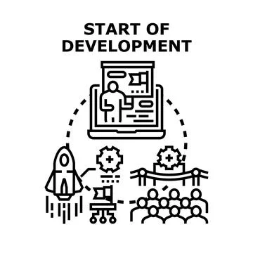 Starting new project development process and innovation Stock Illustration