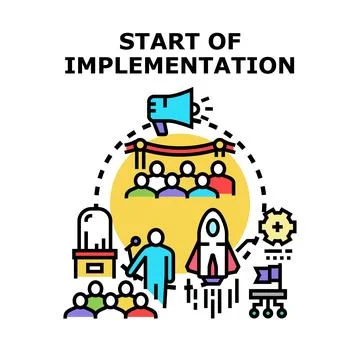 Starting new project implementation with team presentation イラスト素材