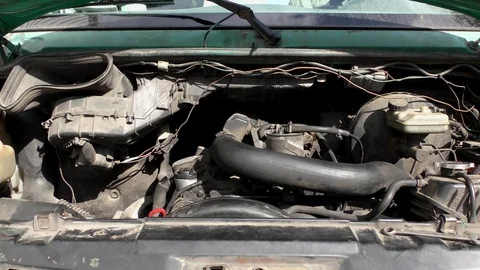 Starting an old automobile piston engine. Stock Footage 116268728