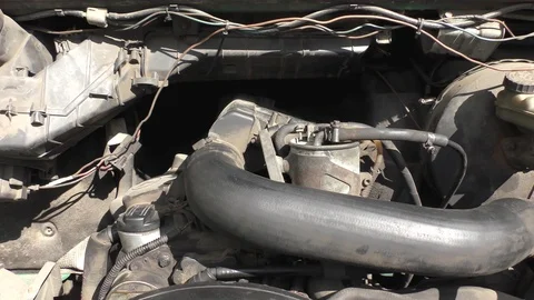 Starting an old automobile piston engine. Stock Footage 116269407