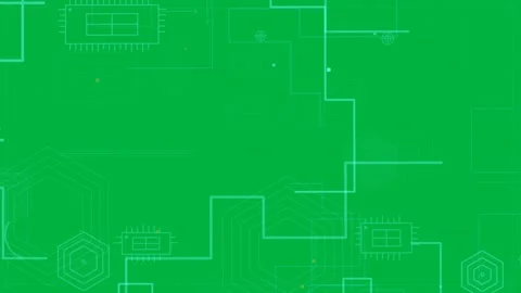 Starting play, cyan HUD schematic assembling on transparent grid, revealing Stock-Footage 334118750