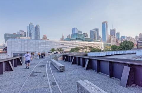 Starting point of The High Line a elevated linear park in New York Stock Photos