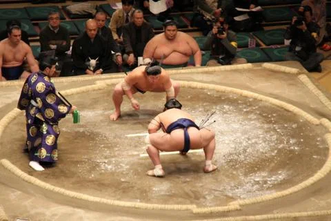 Starting Position of Sumo Match Stock Photos