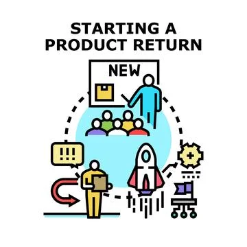 Starting product return procedure and development process Illustrazione stock