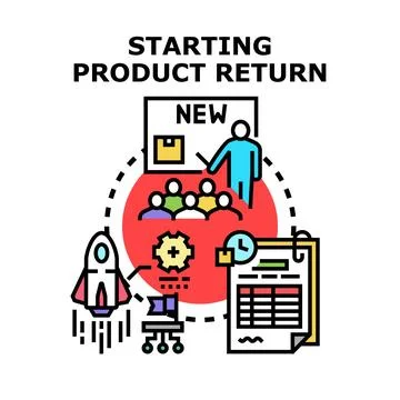 Starting product return process and business lifecycle management Ilustração Stock